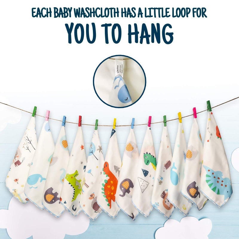 Omilion Muslin Baby Washcloths Set(12-Pack), Natural Cotton Infant Bath Towel, Soft Toddler Face Towel Gift Registry Newborn Baby Shower,9x9 Inches, Animal World (Square) - Image 4